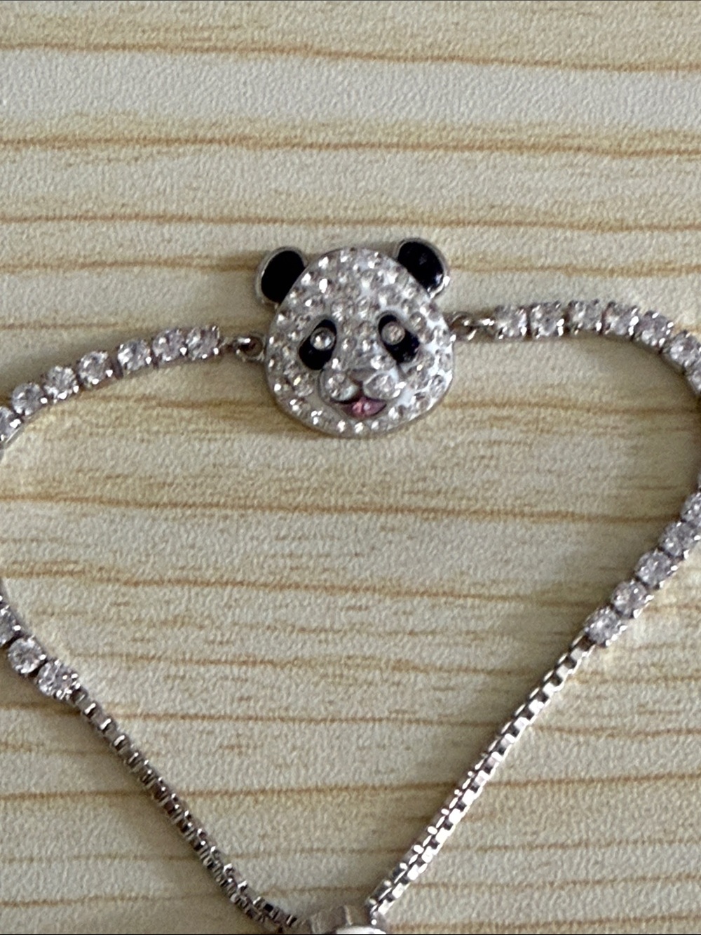 Panda Crystal Kids Bracelet - Silver and Black
